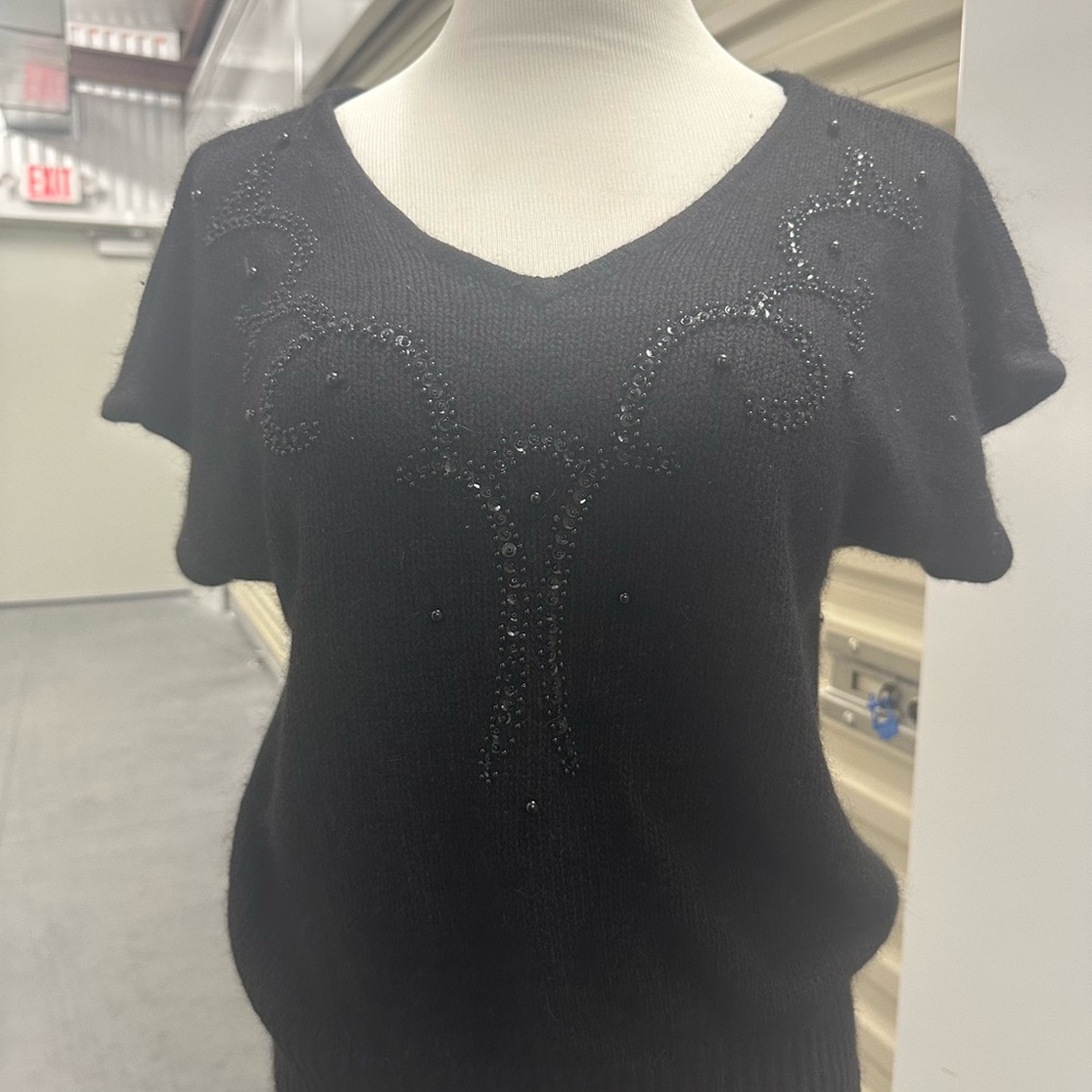 Karen Scott Silk Black Knit Sweater